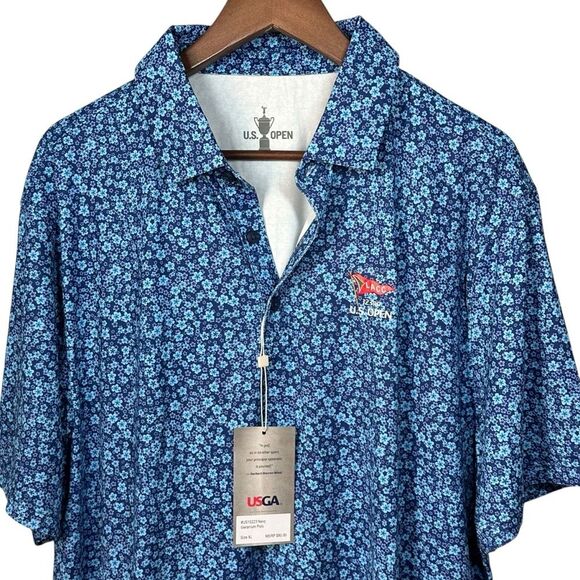 US Open Men’s Polo Size XL Golf Purple‎ Blue Floral - Picture 4 of 13